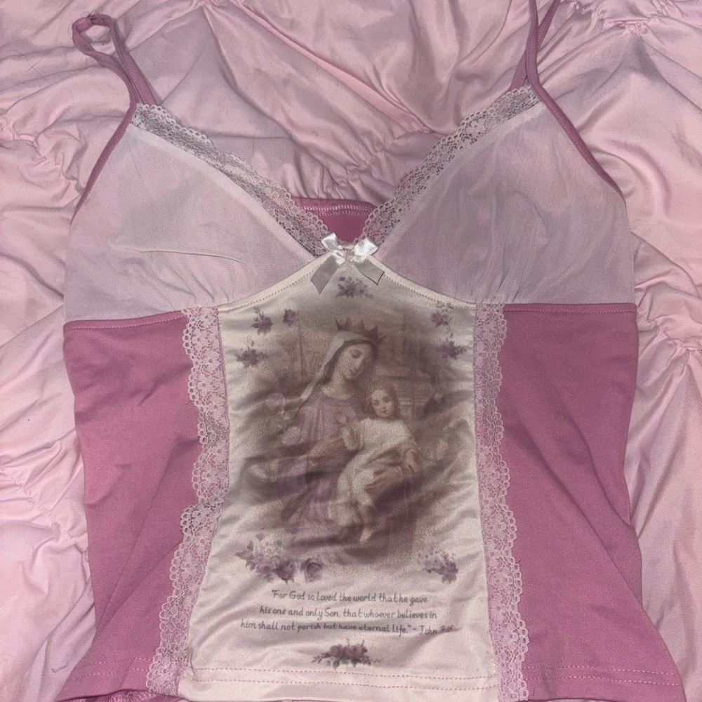 Fairycore mother Mary mesh tank top